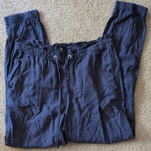 Social Standard By Sanctuary Blue Pull On Linen Blend Joggers Size Medium